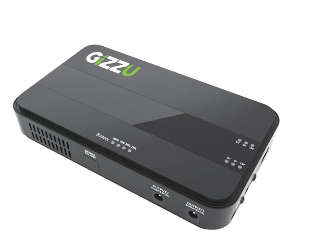 GIZZU 36W 32Wh 8800mAh Mini Dual DC UPS - Black