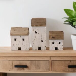 Braylon Wood Cottages Sculpture Set
