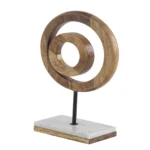 Warwick Mango Wood Circle Geometric Decorative Sculpture with Marble Stand
